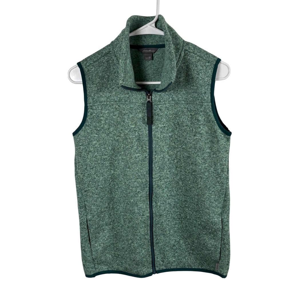 Eddie Bauer Fleece Sweater Vest Women's XS Green Full Zip Gorpcore Layering